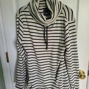Liz Claiborne Black and White Striped Cowl Neck Sweater